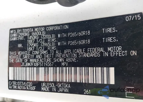 2015 Lexus Gx 460 z USA, uszkodzony, nr VIN JTJBM7FX8F5119367